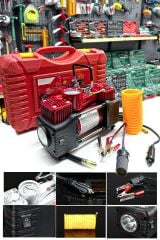 Oto Kamyon Lastik Şişirme 12V 150PSI Ağır Hizmet Çift Silindirli Çantalı Hava Kompresörü Kit Set