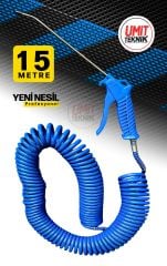 15 Metre  Uzun Hava Tabancası Yeni Nesil  Spiral Hava Hortumu Kompresör Hava Tabancası Set-15 METRE
