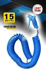 15 Metre Hava Tabancası Yeni Nesil  Spiral Hava Hortumu Kompresör Hava Tabancası Set-15 METRE
