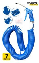 7 Metre Hava Tabancası Yeni Nesil  Spiral Hava Hortumu Kompresör Hava Tabancası Set-7 METRE