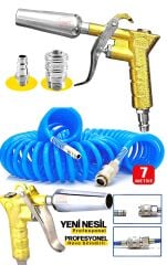 7 Metre Yeni  Nesil Kompresör Spiral Hava Hortumu 8 mm 7mt Hava Jakı  Hava Tabancası Recor Seti