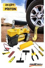 Ağır Hizmet Çift Silindirli 12V 150PSI Taşınabilir ArabaKamyon Bot Lastik Şişirme hava kompresörü