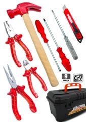 10 PCS Full Takım El Aleti Kiti Pense Kombin,3 Metre,Çekiç,Yıldız,Düz,Tamir Kiti