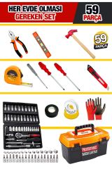 Premium Kalite 59 Parça Combo Lokma Pense Yankeski Kargaburnu Tornavida Çekiç Takım Çantası Seti