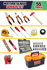 Premium Kalite 55 Parça Lokma Pense Yankeski Kargaburnu Tornavida Çekiç Takım Çantası Seti