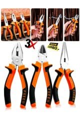 Çok Fonksiyonlu ProSeri Pense Kargaburun Yankeski Amatör ve Profesyoneller için Combo set(3 Adet)