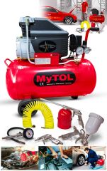 Full Paket En Çok Tercih Edilen 2HP 50 LtHava Kompresörü Boya,Lastik,Mazot Temizleme 5PCS Havalı Set