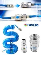 Profesyonel Yüksek Kalite Kompresör Spiral Hava Hortumu 8 mm 15 mt Hava Jakı Kompresör Recor Seti