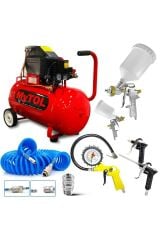 Mytol 50 Litre Hava Kompresörü 2Hp 8Bar 15mt Spiral Hortum HavaTabancası- Jakları Full- Fırsat Paket