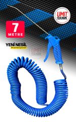 Uzun 7 Metre Hava Tabancası Yeni Nesil  Spiral Hava Hortumu Kompresör Hava Tabancası Set-7 METRE