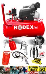 Süper Hızlı 2HP 50Lt Full Paket Hava Kompresörü Boya,Lastik ŞişirmeTemizleme 5PCS Havalı Kit