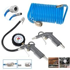 PROXTECH  Kompresör Saatli Lastik Şişirme, 15 mt Spiral Hortumu,Hava Tabancası  Hava Recor Paket Set