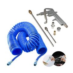 PROXTECH Çok Fonksiyonlu Kompresör Spiral Hava Hortumu 15 mt Hava Tabanca Seti.