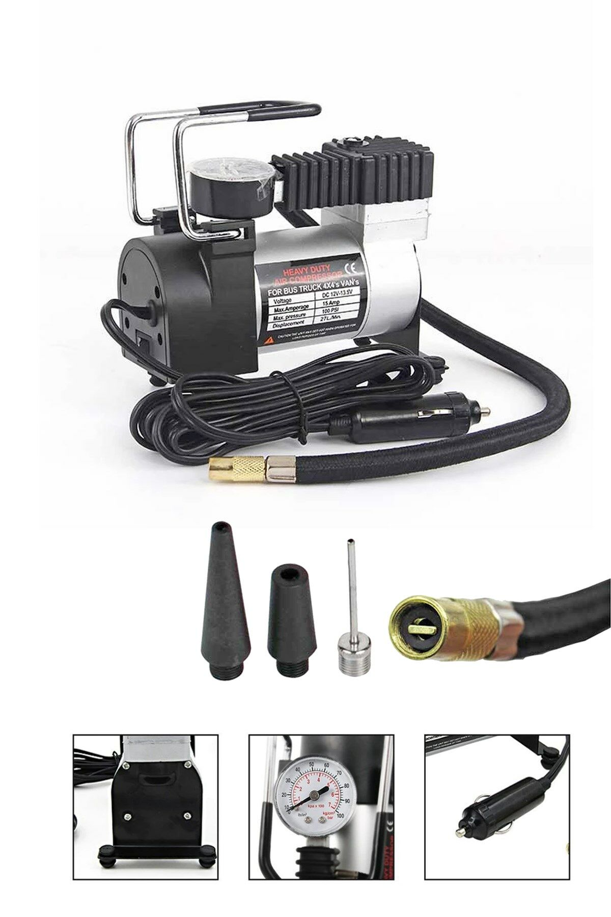 Yüksek Kalite Taşınabilir 150Psi 12V Top Bisiklet Minicar Lastik Şişirme Pompası Hava Kompresörü Kit