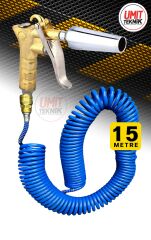 Yeni  Nesil Kompresör Spiral Hava Hortumu 8 mm 15 mt Hava Jakı  Hava Tabancası Recor Seti