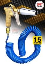Yeni  Nesil Kompresör Spiral Hava Hortumu 8 mm 15 mt Hava Jakı  Hava Tabancası Recor Seti