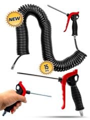 YENİ NESİL 15 Metre Yüksek Kalite Kompresör Spiral Hava Hortumu 8 mm 15 mt  Hava Tabancası Set