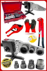 Çift Residanslı Isı Ayarlı Pprc PlastikBoru Kaynak Makinesi MaşalıBoru Anahtarı Teflon Makaslı Set