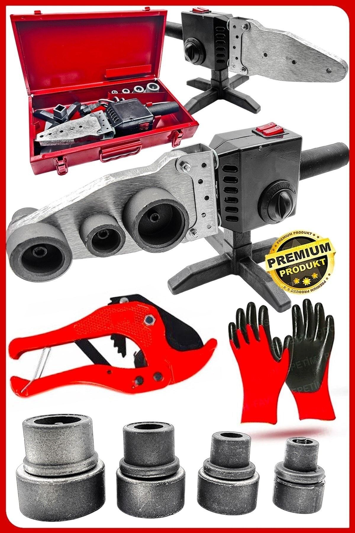 Profesyonel  Çift Residanslı IsıAyarlı Pprc Plastik Boru Kaynak Makinesi Çantalı Teflon Makaslı Set