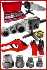 Profesyonel  Çift Residanslı IsıAyarlı Pprc Plastik Boru Kaynak Makinesi Çantalı Teflon Makaslı Set