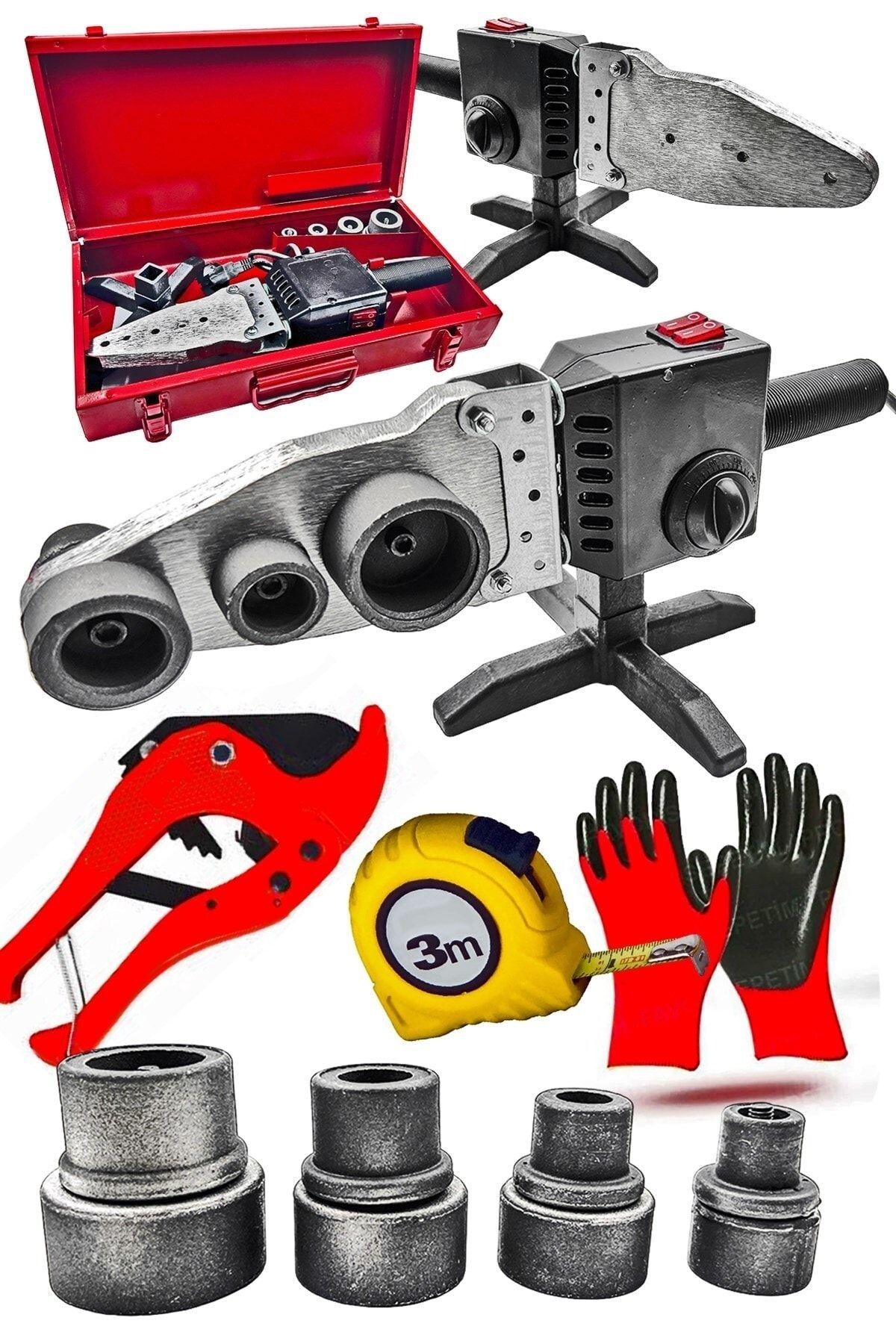 Yüksek Kalite Çift Residans Ayarlı Pprc Plastik Boru Kaynak Makinesi 3 Metre Teflon Set