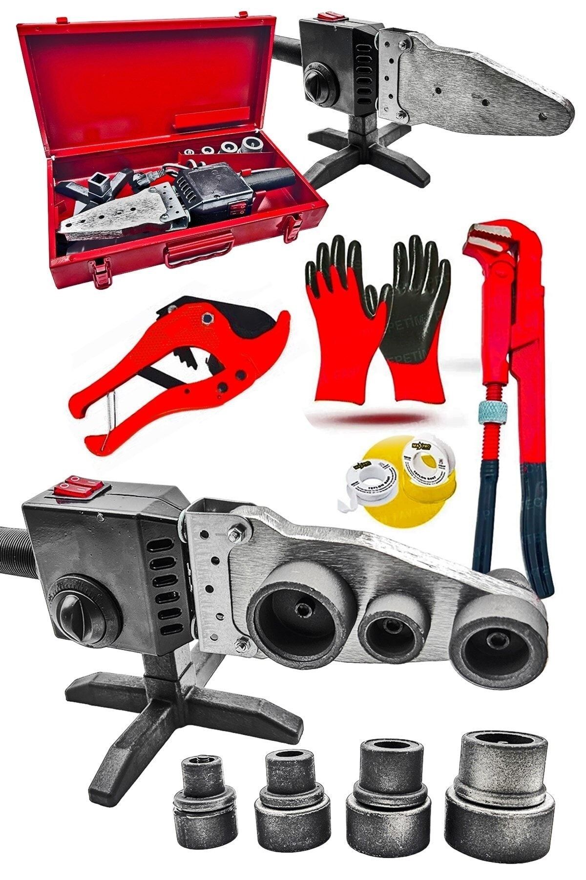 Çift Residanslı Isı Ayarlı Pprc Plastik Boru Kaynak Makinesi MaşalıBoru Anahtarı Makaslı Set