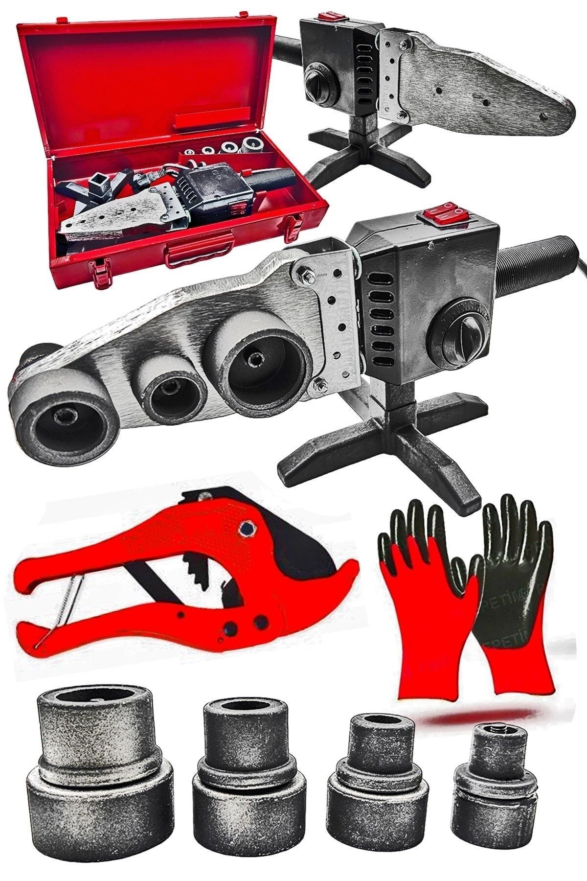 Profesyonel  Çift Residanslı Isı Ayarlı Pprc Plastik Boru Kaynak Makinesi Çantalı Makaslı Set