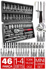 Yüksek Kaliteli 1/4'' Wrench Set: Profesyonel Kullanım İçin Özel Tasarım 46 Parça Mini Lokma Takımı