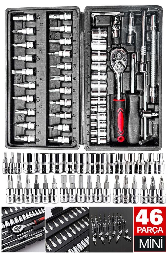 Yüksek Kaliteli 1/4'' Wrench Set: Profesyonel Kullanım İçin Özel Tasarım 46 Parça Mini Lokma Takımı