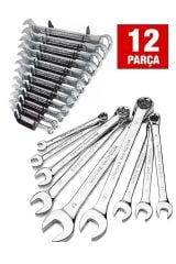 PRO 58 Parça Lokma Takımı Otomatik Cırcırlı 1/4'' 12 Parça Kombine Açık Ağız-yıldız Anahtar Takım