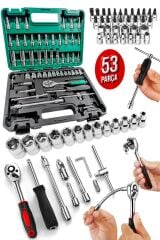 Premium Cr-v Max Germany 1/4 Cırcırlı 53 Parça Lokma Anahtar Takımı Bits Uç Combo Tam Set Usta Set