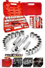 Profesyonel Büyük Parlak 44 Parça Chrom Vanadıum Cırcırlı Lokma Takımı 12 Parça Kombin Anahtar Set