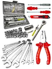 57 Parça Krom Çelik 40 Parça Cırcırlı Lokma 12 Kombin Anahtar Pense,Tornavida Kontrol Kalemi Ful set