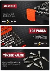 Profesyonel 112 Parça Çok Fonksiyonlu 1/2 Ve 1/4 Cırcırlı Lokma Anahtar Takımı Bits Uç Penseli Set