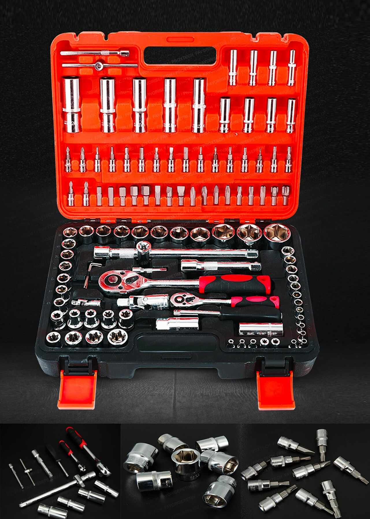 Profesyonel 108 Parça  Çok Fonksiyonlu  1/2 Ve 1/4 Cırcırlı Lokma Anahtar Takımı Bits Uç Full Set