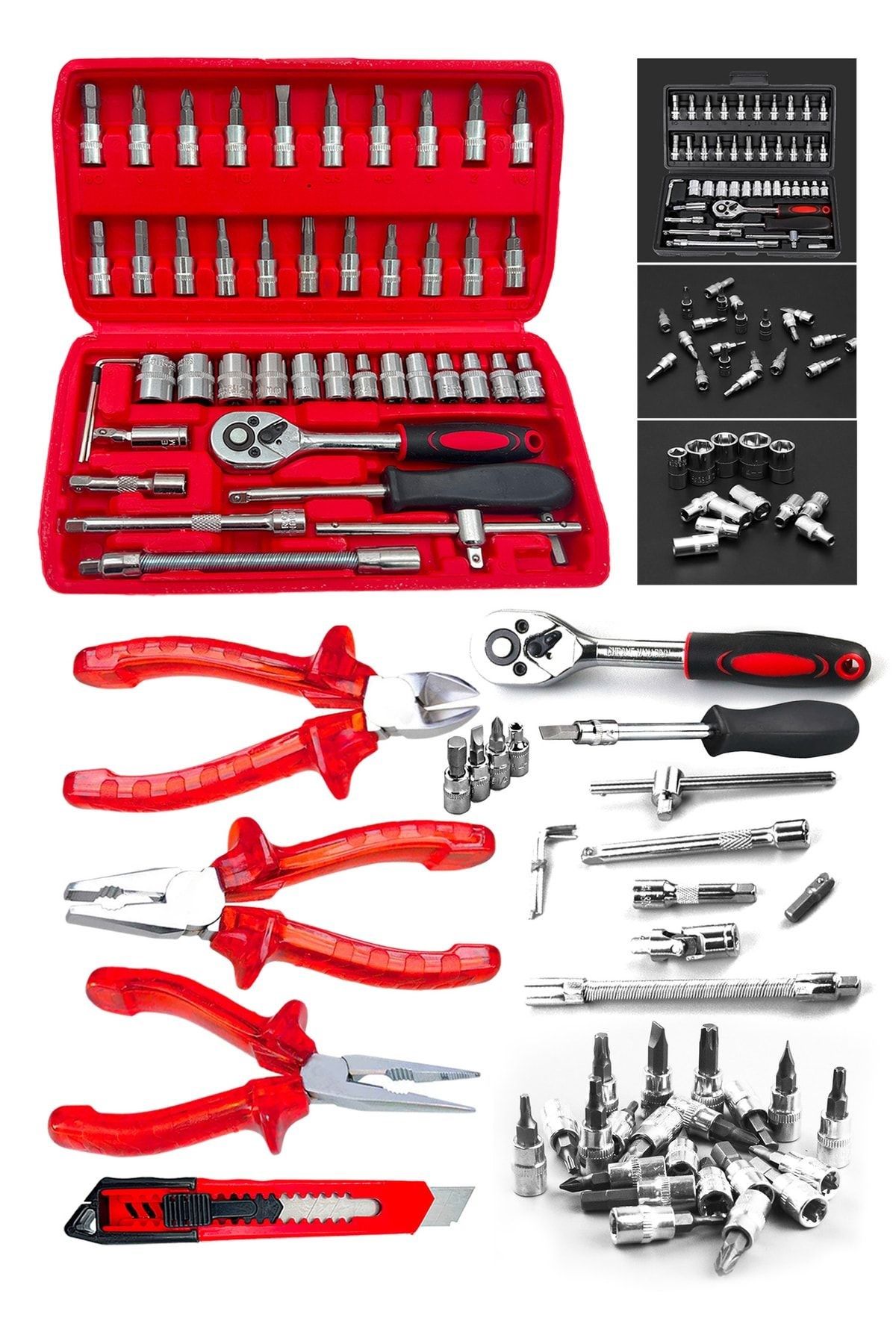50 Parça Mini Lokma Takımı Otomatik Cırcırlı 1/4'' Wrench Set Yüksek Kalite Kombinasyon Alet Seti