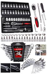 54 Parça 46Mini Lokma Takımı Otomatik Cırcırlı 1/4'' 8 Parça Kombine Açık Ağız-yıldız Anahtar Takım