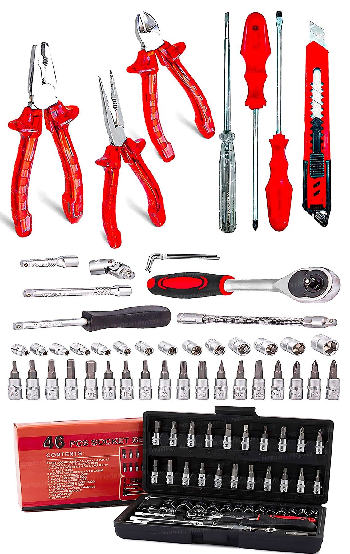 53 Parça Mini Lokma Takımı Otomatik Cırcırlı 1/4'' Wrench Set Yüksek Kalite PENSE TAKIM Full Set