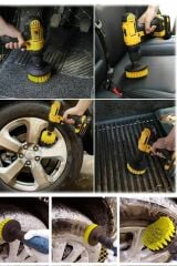 Genel TemizliK 4'lü Çok Amaçlı Araba Bakım Fırçası Tüm Matkaplara Uyumlu Jant Lastik Kotuk Kit