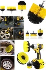 Genel TemizliK 4'lü Çok Amaçlı Araba Bakım Fırçası Tüm Matkaplara Uyumlu Jant Lastik Kotuk Kit