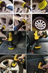 Genel TemizliK 4'lü Çok Amaçlı Araba Bakım Fırçası Tüm Matkaplara Uyumlu Jant Lastik Kotuk SET