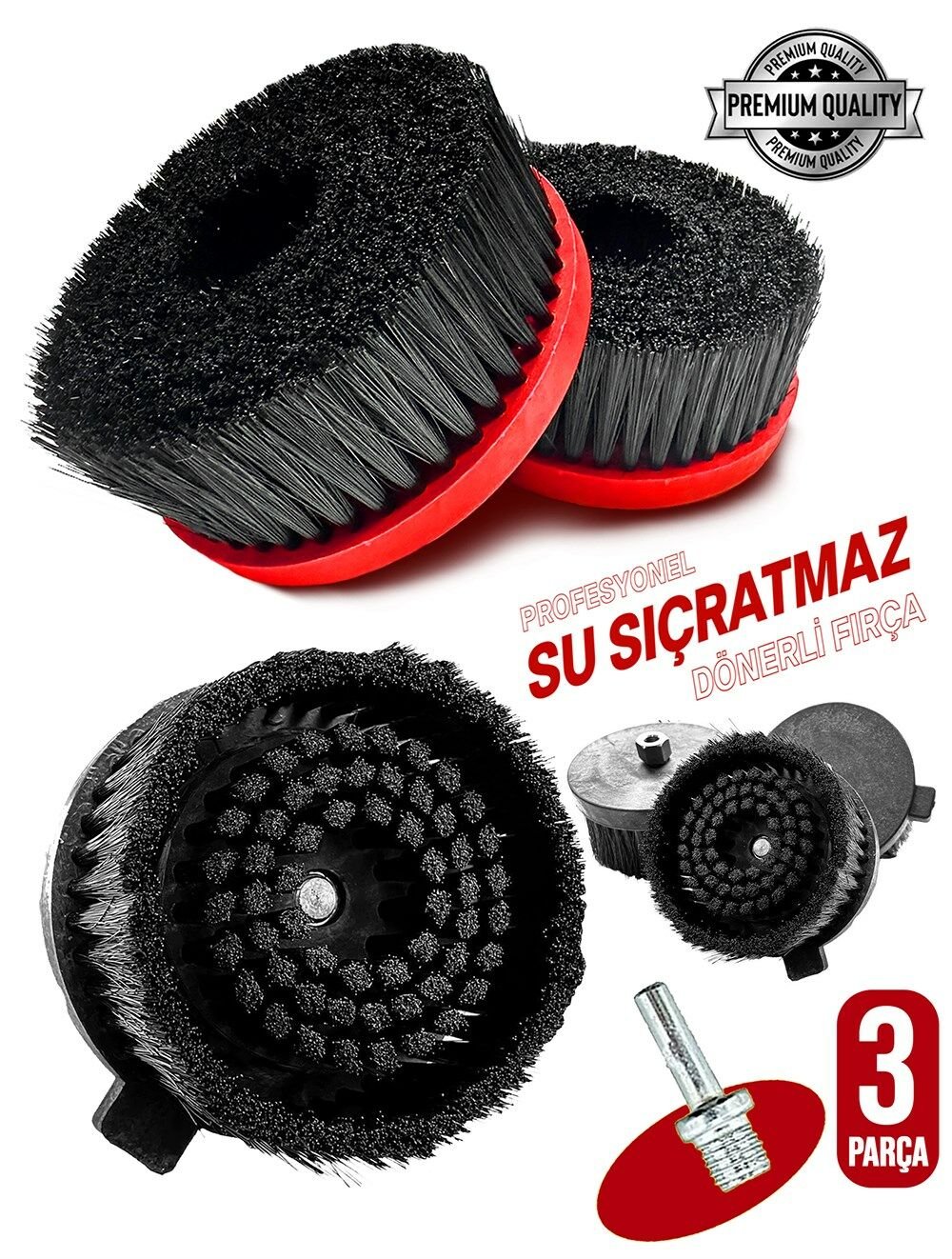 Yüksek Mikron  3 Parça Su Sıçratmayan Yumuşak Koltuk | Halı | Oto Kuaför | Yıkama Polisaj Fırçası