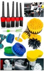 12 Parça Kuaför İç-Dış Detaylı Temizlik Bakım Koltuk Fırçalama Set Oto Araba Temizleme PROXCLEAN12