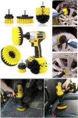 4'lü Araba Bakım Fırçası Tüm Matkaplara Uyumlu Jant Döşeme Lastik Kotuk Parlatıcı