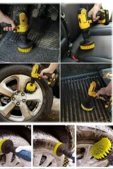 4'lü Araba Bakım Fırçası Tüm Matkaplara Uyumlu Jant Döşeme Lastik Kotuk Parlatıcı