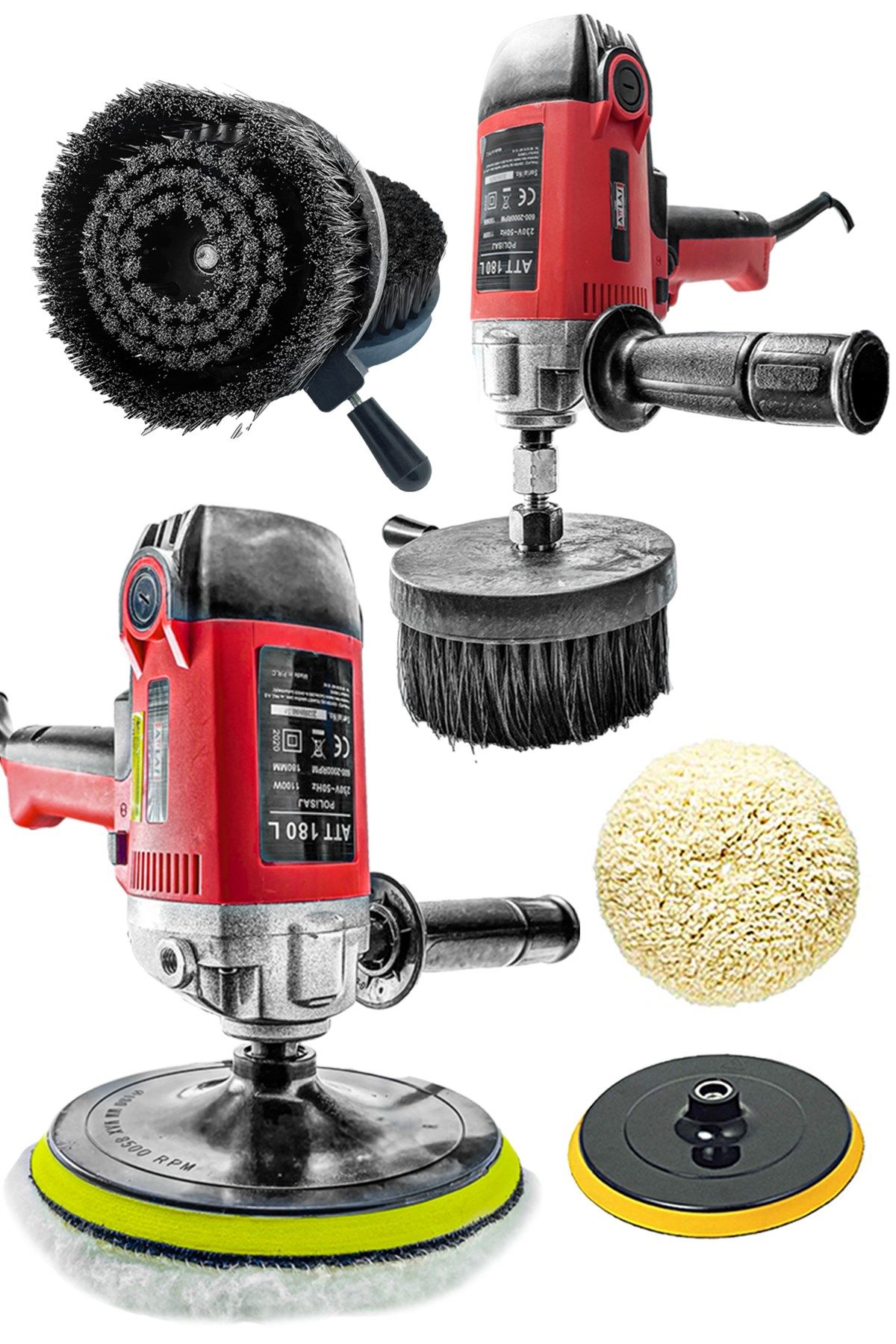 Craftex Att180L DikeyKoltuk Yıkama,CilaPolisaj Makinesi1100w Koltuk Yıkama Su Sıçratmaz Fırça Hediye