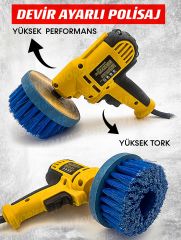 Araç, KoltukYıkama 6Kademe Devir Ayarlı Zımpara Parlatma Pasta Cila Polisaj Makinası + Fırça Hediye