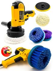 Araç, KoltukYıkama 6Kademe Devir Ayarlı Zımpara Parlatma Pasta Cila Polisaj Makinası + Fırça Hediye