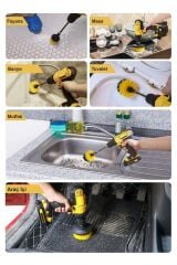 4'lü Matkap Ucuna Takılan Temizlik Fırça Seti