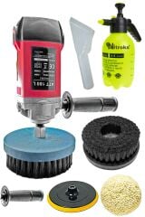 Dikey KoltukYıkama, Polisaj Makinesi 180mm Koltuk Yıkama Düz Fırça Şeffaf Uc 2 lt Fıs Fıs Seti